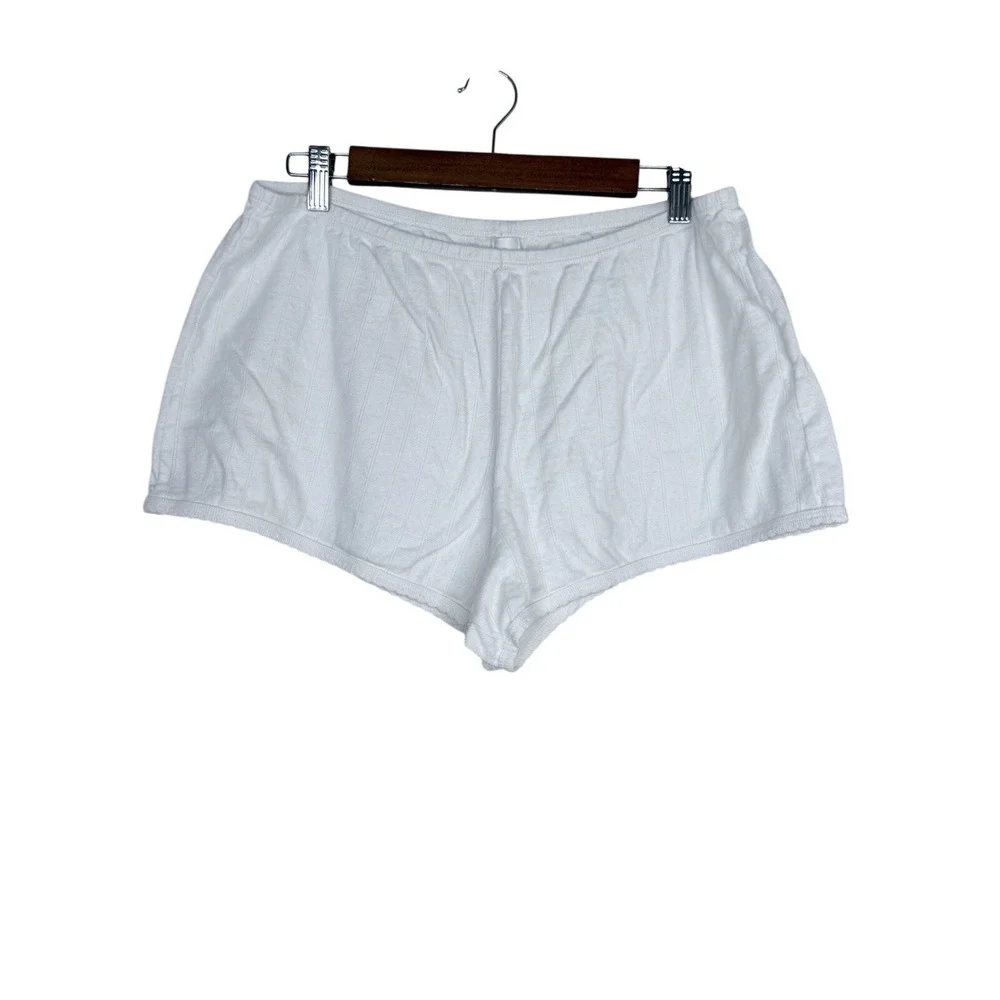 Leset Pointelle Mini Short White Size Large Cotton Dainty Eyelets Scalloped Edge - Picture 2 of 9